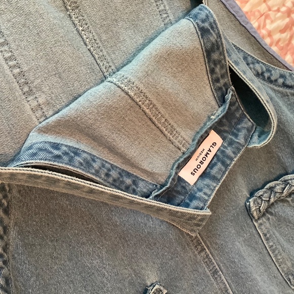 Denim Pocket Pinafore Mini Dress - Picture 7 of 8